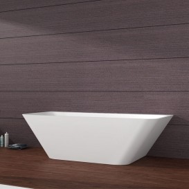 Ванна кам'яна пристінна прямокутна Istone Sandra 180х85 см білий матовий WD6545