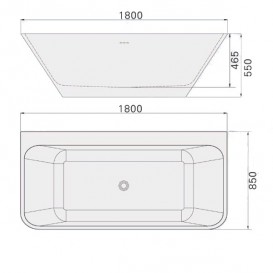 Ванна кам'яна пристінна прямокутна Istone Sandra 180х85 см білий матовий WD6545