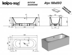 Ванна Kolpa San Atys/О из искусственного камня Kerrock 180x85 с обшивкой белый 922840