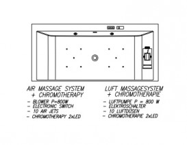 Ванна Kolpa San Copelia LIGHT-FS/M+ CTL штучний камінь Kerrock/акрил 180x80 з апаратами кольоротерапії та повітряного масажу білий 596190