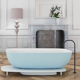 Ванна Kolpa San Milo-FS зі штучного каменю Kerrock 174x75 білий/блакитний 592480