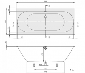 Ванна квариловая прямоугольная Villeroy&Boch Oberon 2.0 180х80 см UBQ180OBR2DV-01