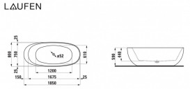 Ванна Laufen Alessi One 185х80 см штучний камінь Sentec solid surface білий H2209720000001