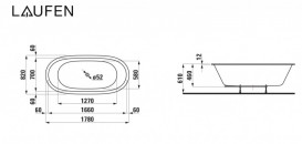 Ванна Laufen IL Bagno Alessi One 183х87 см отдельностоящая искусственный камень Sentec solid surface белый H2459720000001