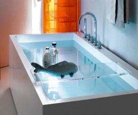 Ванна Laufen Kartell 170х86 см с подсветкой перелива искусственный камень Sentec solid surface белый H2233310006161