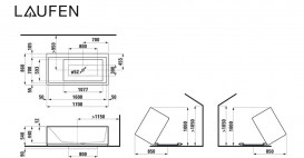 Ванна Laufen Kartell 170х86 см з підсвічуванням переливу штучний камінь Sentec solid surface білий H2233320006161