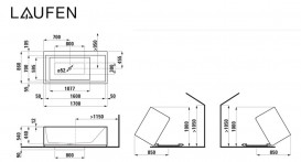 Ванна Laufen Kartell 170х86 см з підсвічуванням переливу штучний камінь Sentec solid surface білий H2243320006161