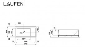 Ванна Laufen Kartell 170х86 см з підсвічуванням переливу штучний камінь Sentec solid surface білий H2243310006161