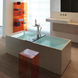 Ванна Laufen Kartell 176х76 см с подсветкой перелива искусственный камень Sentec solid surface белый H2223320006161