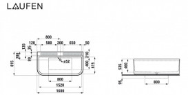 Ванна Laufen Sonar 160х81,5 см з отворами для змішувача штучний камінь Sentec solid surface білий H2203470000361