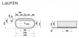 Ванна Laufen Sonar 160х81,5 см з рельєфним штучним каменем Marbond білий H2213420000001