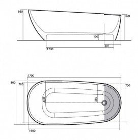 Ванна мраморная Kerasan Aquatech свободностоящая 170х80 см белый 375001