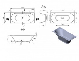 Ванна мраморная отдельностоящая Буль-Буль Tasmania 180х80х57.3 белая 13170001