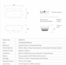 Ванна окремо стоїть кам'яна Istone Coco WD6576