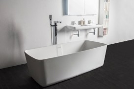 Ванна отдельно стоящая каменная прямоугольная Volle Solid surface 168х80 белый 12-40-034