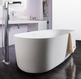 Ванна окремо стояча кам'яна Volle Solid surface 168х80 білий 12-40-036