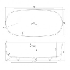 Ванна окремо стояча кам'яна Volle Solid surface 168х80 білий 12-40-036