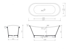 Ванна из искусственного камня Marmorin Pia 160,7х65,3 см отдельностоящая белый 588 160 020 xx x