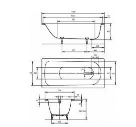Ванна стальная Kaldewei Saniform Plus 150х70 см 3,5 мм 152 л белый 111600010001
