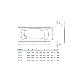 Ванна стальная Koller Pool Liberty прямоугольная 140х70 см с ножками белый B40C2200E+APMROS100