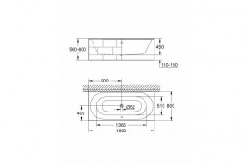 Ванна стальная встраиваемая Grohe Essence 1800х800  3962000H