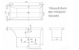 Ванна Villeroy & Boch серія SQUARO UBQ170SQR2V-01