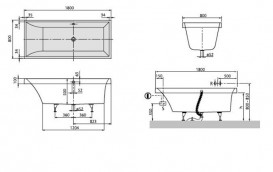 Ванна Villeroy & Boch серія SQUARO UBQ180SQR2V-01