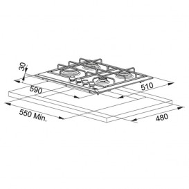 Варочная поверхность газовая Franke Smart FHMR 604 4G XS E нержавеющая сталь 106.0049.038