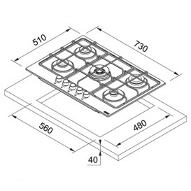 Варочная поверхность газовая Franke Smart FHSM 755 4G DC XS C нержавеющая сталь 106.0554.394