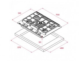 Варильна поверхня газова Teka UrbanColor Total GZC 75330 XBN чорний 112570061