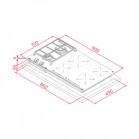 Варочная поверхность комбинированная Teka HYBRID JZC 96324 ABN BLACK черный 112570150