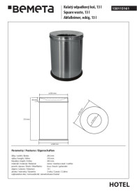 Ведро для мусора Bemeta Hotel 13 л нержавеющая сталь хром матовый 150115161