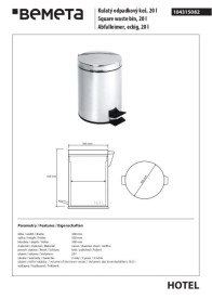Ведро для мусора Bemeta Hotel 20 л нержавеющая сталь хром 104315082