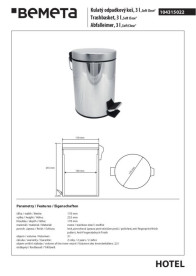 Ведро для мусора Bemeta Hotel 3 л нержавеющая сталь хром 104315022