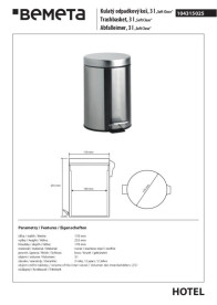 Ведро для мусора Bemeta Hotel 3 л нержавеющая сталь хром матовый 104315025