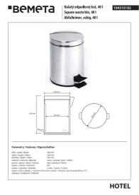 Ведро для мусора Bemeta Hotel 40 л нержавеющая сталь хром 104315102