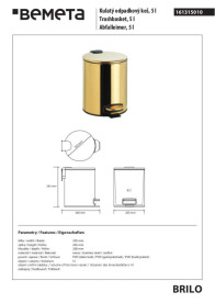 Відро для сміття Bemeta Hotel 5 л нержавіюча сталь золото 161315010