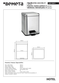 Ведро для мусора Bemeta Hotel 6 л нержавеющая сталь хром 125115071