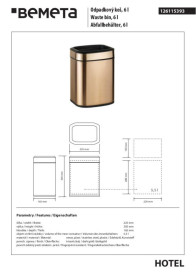 Ведро для мусора Bemeta Hotel 6 л нержавеющая сталь темно-золотистый 126115393