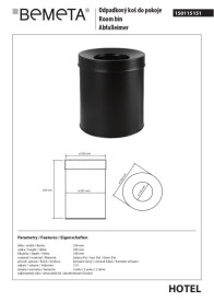 Ведро для мусора Bemeta Hotel 7,5 л нержавеющая сталь черный мат 150115151