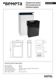 Відро для сміття Bemeta Hotel настінне 6 л нержавіюча сталь білий 101915054