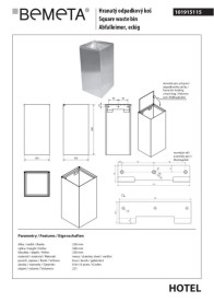 Відро для сміття Bemeta Hotel настінне 25 л нержавіюча сталь хром матовий 101915115
