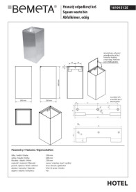 Відро для сміття Bemeta Hotel настінне 45 л нержавіюча сталь хром матовий 101915125