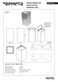 Ведро для мусора Bemeta Hotel настенное 75 л нержавеющая сталь хром матовый 101915135