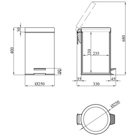 Відро для сміття Kroner KRM Rizze-ACE414 12 л метал/пластик хром CV022924