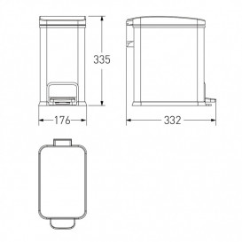 Ведро для мусора Volle 8 л с педалью черный 14-08-67B