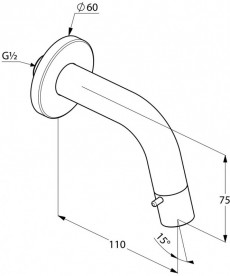 Вентиль для раковины настенный Kludi BOZZ с управлением в изливе хром 380170530