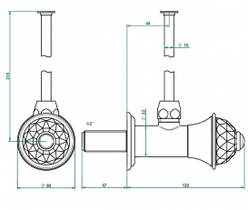 Вентиль підключення змішувача THG Najem регульований з 30 см трубкою золото G17 H44 00181/S