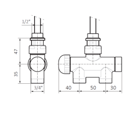 Вентиль Terma Cylinder інтегрований термостатичний прямий із трубкою метал хром TGZTCR18