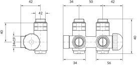 Вентиль Terma Cylinder комбінований інтегрований з трійником лівий метал білий TGZTBI013